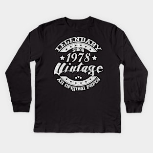 Legendary Since 1978. Vintage All Original Parts Kids Long Sleeve T-Shirt